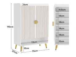 Móvel De Arrumação|Sapateira|Tribesigns Armário de Sapatos com 2 Portas, 6 Andares Armário de Armazenamento para Sapatos, Armário de Entrada para Armazenar Sapatos, 75x 35x 110cm Branco