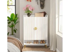 Móvel De Arrumação|Sapateira|Tribesigns Armário de Sapatos com 2 Portas, 6 Andares Armário de Armazenamento para Sapatos, Armário de Entrada para Armazenar Sapatos, 75x 35x 110cm Branco