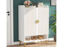 Móvel De Arrumação|Sapateira|Tribesigns Armário de Sapatos com 2 Portas, 6 Andares Armário de Armazenamento para Sapatos, Armário de Entrada para Armazenar Sapatos, 75x 35x 110cm Branco