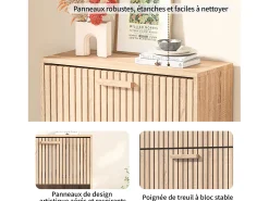 Móvel De Arrumação|Sapateira* Armário de sapatos de madeira com 3 portas basculantes, grande capacidade, aparência de madeira, 60x24x113cm Natural claro