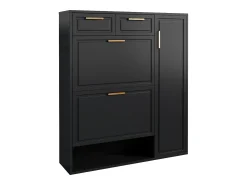 ModernLuxe Armário de sapatos moderno 95×24×107 cm - 1 porta e 2 gavetas - 2 portas dobráveis -^ Móvel De Arrumação|Sapateira