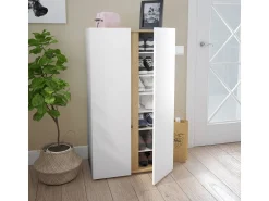 Clearance Armário de sapatos nórdico corredor carvalho Nodi Artik 57 cm Branco