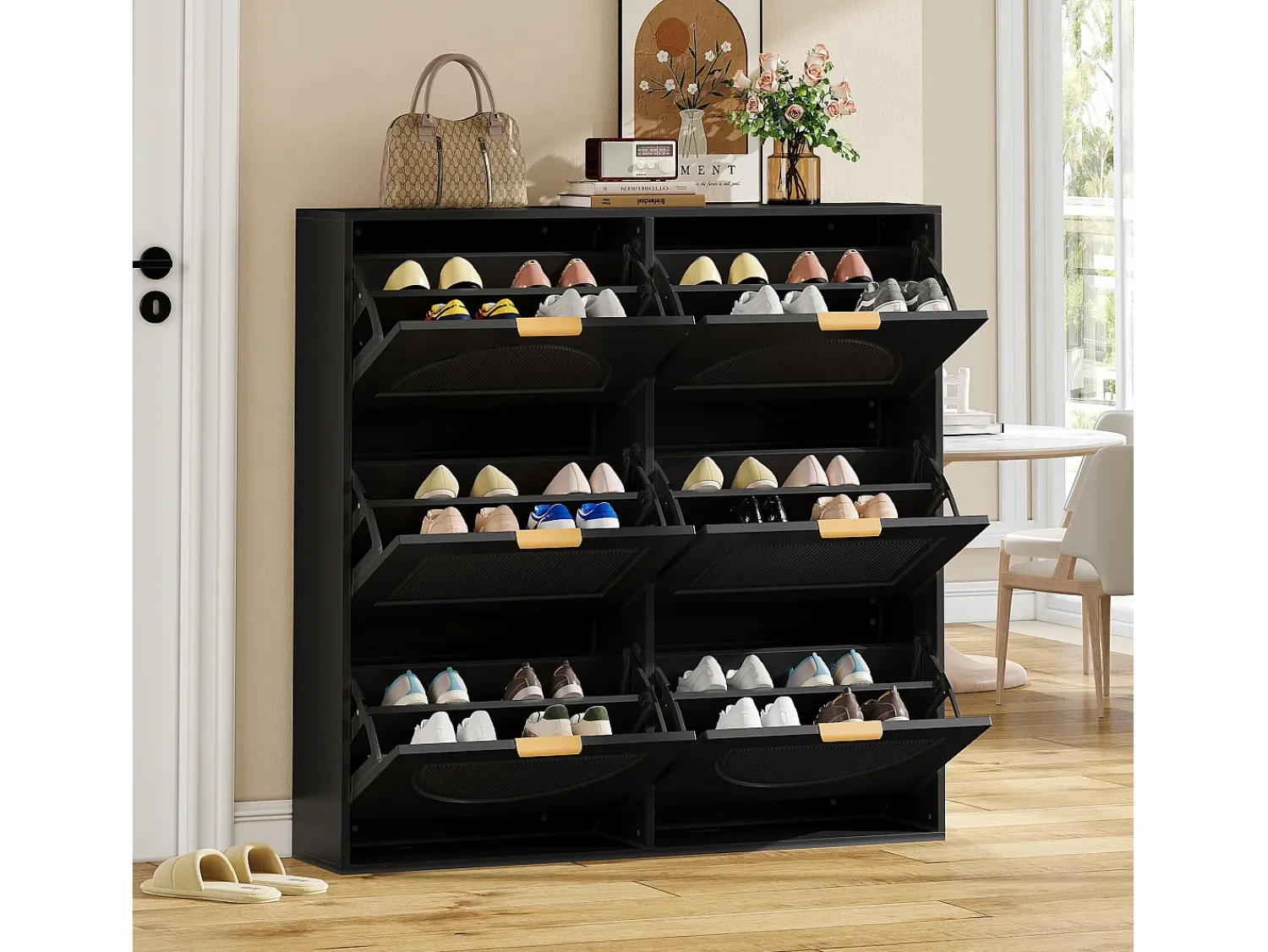 Hauss Spole Armário de sapatos com 6 portas basculantes, 118x25x115 cm^ Móvel De Arrumação|Sapateira