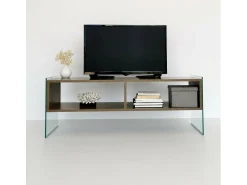 Móvel De Tv|Dmora Armário de suporte de TV Dbennace, Aparador de sala, Armário de TV baixo, Base de parede equipada, 120x35h45 cm, Nogueira Castanho