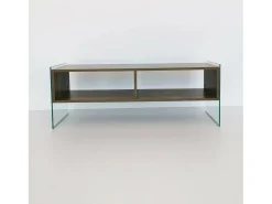 Móvel De Tv|Dmora Armário de suporte de TV Dbennace, Aparador de sala, Armário de TV baixo, Base de parede equipada, 120x35h45 cm, Nogueira Castanho