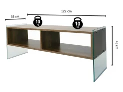 Móvel De Tv|Dmora Armário de suporte de TV Dbennace, Aparador de sala, Armário de TV baixo, Base de parede equipada, 120x35h45 cm, Nogueira Castanho
