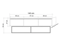 Móvel De Tv*Dmora Armário de suporte de TV Dlapadul, Aparador de sala, Armário de TV baixo, Base de parede equipada, 140x40h50 cm, Nogueira e Preto Castanho