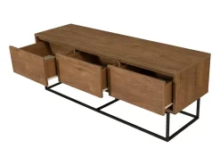 Móvel De Tv*Dmora Armário de suporte de TV Dlapadul, Aparador de sala, Armário de TV baixo, Base de parede equipada, 140x40h50 cm, Nogueira e Preto Castanho