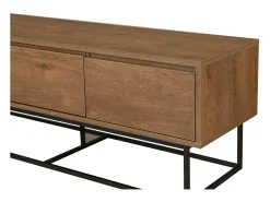 Móvel De Tv*Dmora Armário de suporte de TV Dlapadul, Aparador de sala, Armário de TV baixo, Base de parede equipada, 140x40h50 cm, Nogueira e Preto Castanho