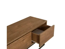 Móvel De Tv*Dmora Armário de suporte de TV Dlapadul, Aparador de sala, Armário de TV baixo, Base de parede equipada, 140x40h50 cm, Nogueira e Preto Castanho