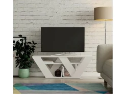 Móvel De Tv|Dmora Armário de suporte de TV Dpellegr, Aparador de sala de estar, Armário de TV baixo, Base de parede equipada, 110x30h40 cm, Branco