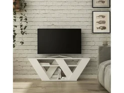 Móvel De Tv|Dmora Armário de suporte de TV Dpellegr, Aparador de sala de estar, Armário de TV baixo, Base de parede equipada, 110x30h40 cm, Branco