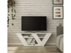 Móvel De Tv|Dmora Armário de suporte de TV Dpellegr, Aparador de sala de estar, Armário de TV baixo, Base de parede equipada, 110x30h40 cm, Branco