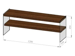 Móvel De Tv*Dmora Armário de suporte de TV Dpianc, Aparador de sala de estar, Armário de TV baixo, Base de parede equipada, 120x35h45 cm, Nogueira Castanho
