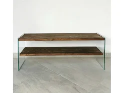 Móvel De Tv*Dmora Armário de suporte de TV Dpianc, Aparador de sala de estar, Armário de TV baixo, Base de parede equipada, 120x35h45 cm, Nogueira Castanho
