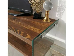 Móvel De Tv*Dmora Armário de suporte de TV Dpianc, Aparador de sala de estar, Armário de TV baixo, Base de parede equipada, 120x35h45 cm, Nogueira Castanho