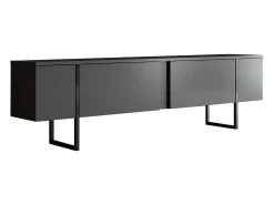 Dmora Armário de suporte de TV Dgridell, Aparador de sala, Armário de TV baixo, Base de parede equipada, 180x30h50 cm, Antracite e^ Móvel De Tv
