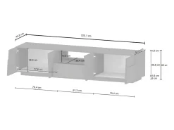 Móvel De Tv|Dmora Armário de suporte de TV Dcortinovi, Aparador de sala baixa com 4 portas e 1 gaveta, Base de suporte de TV, 220x44h46 cm, Carvalho Castanho