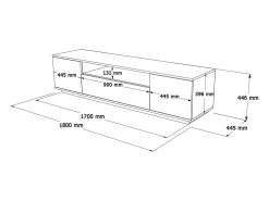 Móvel De Tv*Dmora Armário de suporte de TV Dpierott, Aparador de sala, Armário de TV baixo, Base de parede equipada, 180x45h45 cm, Carvalho e Branco Castanho