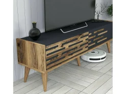 Dmora Armário de suporte de TV Daanesta, Aparador de sala, Armário baixo peR TV, Base de parede equipada, 140x45h35 cm, Nogueira e Antracite^ Móvel De Tv