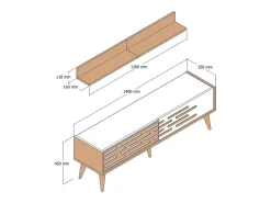 Dmora Armário de suporte de TV Daanesta, Aparador de sala, Armário baixo peR TV, Base de parede equipada, 140x45h35 cm, Nogueira e Antracite^ Móvel De Tv
