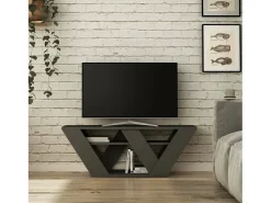 Online Dmora Armário de suporte de TV Dpellegr, Aparador de sala, Armário de TV baixo, Base de parede equipada, 110x30h40 cm, Antracite Preto