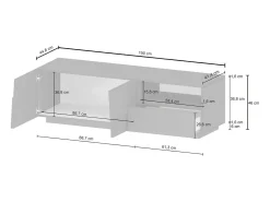 Móvel De Tv|Dmora Armário de suporte de TV Dcoulibal, Aparador baixo para sala de estar com 2 portas e 1 gaveta, Base de suporte de TV, 150x44h46 cm, brilhante Branco