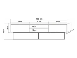 Móvel De Tv|Dmora Armário de suporte de TV Dpicon, Aparador de sala, Armário de TV baixo, Base de parede equipada, 180x40h50 cm, Nogueira e Preto Castanho