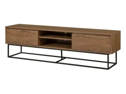 Móvel De Tv|Dmora Armário de suporte de TV Dpicon, Aparador de sala, Armário de TV baixo, Base de parede equipada, 180x40h50 cm, Nogueira e Preto Castanho