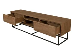 Móvel De Tv|Dmora Armário de suporte de TV Dpicon, Aparador de sala, Armário de TV baixo, Base de parede equipada, 180x40h50 cm, Nogueira e Preto Castanho