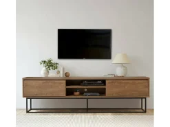 Móvel De Tv|Dmora Armário de suporte de TV Dpicon, Aparador de sala, Armário de TV baixo, Base de parede equipada, 180x40h50 cm, Nogueira e Preto Castanho