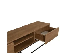 Móvel De Tv|Dmora Armário de suporte de TV Dpicon, Aparador de sala, Armário de TV baixo, Base de parede equipada, 180x40h50 cm, Nogueira e Preto Castanho