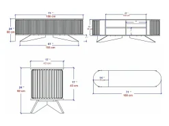 Móvel De Tv*Dmora Armário de suporte de TV Desteve, Aparador de sala, Armário de TV baixo, Base de parede equipada, 180x43h60 cm, Carvalho e Branco Castanho