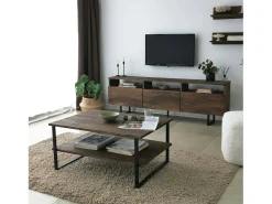 Móvel De Tv*Dmora Armário de suporte de TV Dpigin, Aparador de sala, Armário de TV baixo, Base de parede equipada, 170x30h40 cm, Nogueira Castanho