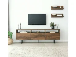 Móvel De Tv*Dmora Armário de suporte de TV Dpigin, Aparador de sala, Armário de TV baixo, Base de parede equipada, 170x30h40 cm, Nogueira Castanho