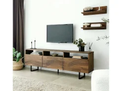 Móvel De Tv*Dmora Armário de suporte de TV Dpigin, Aparador de sala, Armário de TV baixo, Base de parede equipada, 170x30h40 cm, Nogueira Castanho