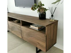 Móvel De Tv*Dmora Armário de suporte de TV Dpigin, Aparador de sala, Armário de TV baixo, Base de parede equipada, 170x30h40 cm, Nogueira Castanho