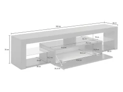 Móvel De Tv*Dmora Armário de suporte de TV Dcompagno, Suporte de TV, Aparador baixo para sala de estar com 1 porta, 100% Made in Italy, 160x40h35 cm, brilhante Branco