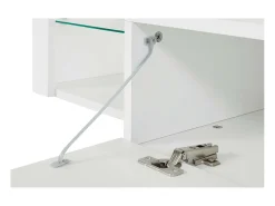 Móvel De Tv*Dmora Armário de suporte de TV Dcompagno, Suporte de TV, Aparador baixo para sala de estar com 1 porta, 100% Made in Italy, 160x40h35 cm, brilhante Branco