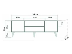 Dmora Armário de suporte de TV Dfantacc, Aparador de sala, Armário de TV baixo, Base de parede equipada, 140x40h50 cm, Carvalho e Multicolor^ Móvel De Tv