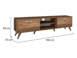 Móvel De Tv|Dmora Armário de suporte de TV Dbarar, Aparador de sala, Armário de TV baixo, Base de parede equipada, 180x35h49 cm, Nogueira Castanho