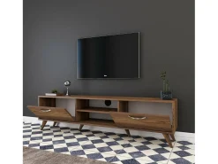 Móvel De Tv|Dmora Armário de suporte de TV Dbarar, Aparador de sala, Armário de TV baixo, Base de parede equipada, 180x35h49 cm, Nogueira Castanho