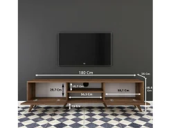 Móvel De Tv|Dmora Armário de suporte de TV Dbarar, Aparador de sala, Armário de TV baixo, Base de parede equipada, 180x35h49 cm, Nogueira Castanho