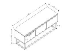 Best Dmora Armário de suporte de TV Dpinat, Aparador de sala, Armário de TV baixo, Base de parede equipada, 180x40h50 cm, Carvalho e Preto Castanho