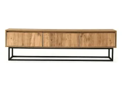 Best Dmora Armário de suporte de TV Dpinat, Aparador de sala, Armário de TV baixo, Base de parede equipada, 180x40h50 cm, Carvalho e Preto Castanho