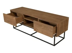Dmora Armário de suporte de TV Dpicon, Aparador de sala, Armário de TV baixo, Base de parede equipada, 140x40h50 cm, Nogueira e Preto^ Móvel De Tv
