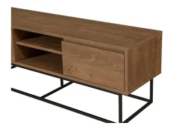 Dmora Armário de suporte de TV Dpicon, Aparador de sala, Armário de TV baixo, Base de parede equipada, 140x40h50 cm, Nogueira e Preto^ Móvel De Tv