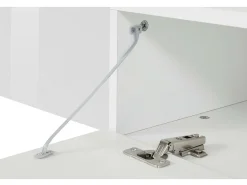 Móvel De Tv*Dmora Armário de suporte de TV Dconsigl, Aparador baixo para sala de estar com 3 portas, Base de suporte para TV, 240x40h35 cm, brilhante Branco