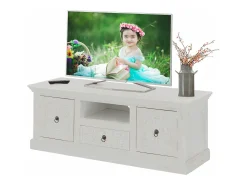 Loft24 Armário de TV barroco com 2 portas de vidro em MDF cinzento^ Móvel De Tv