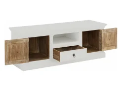 Loft24 Armário de TV barroco com 2 portas de vidro em MDF cinzento^ Móvel De Tv